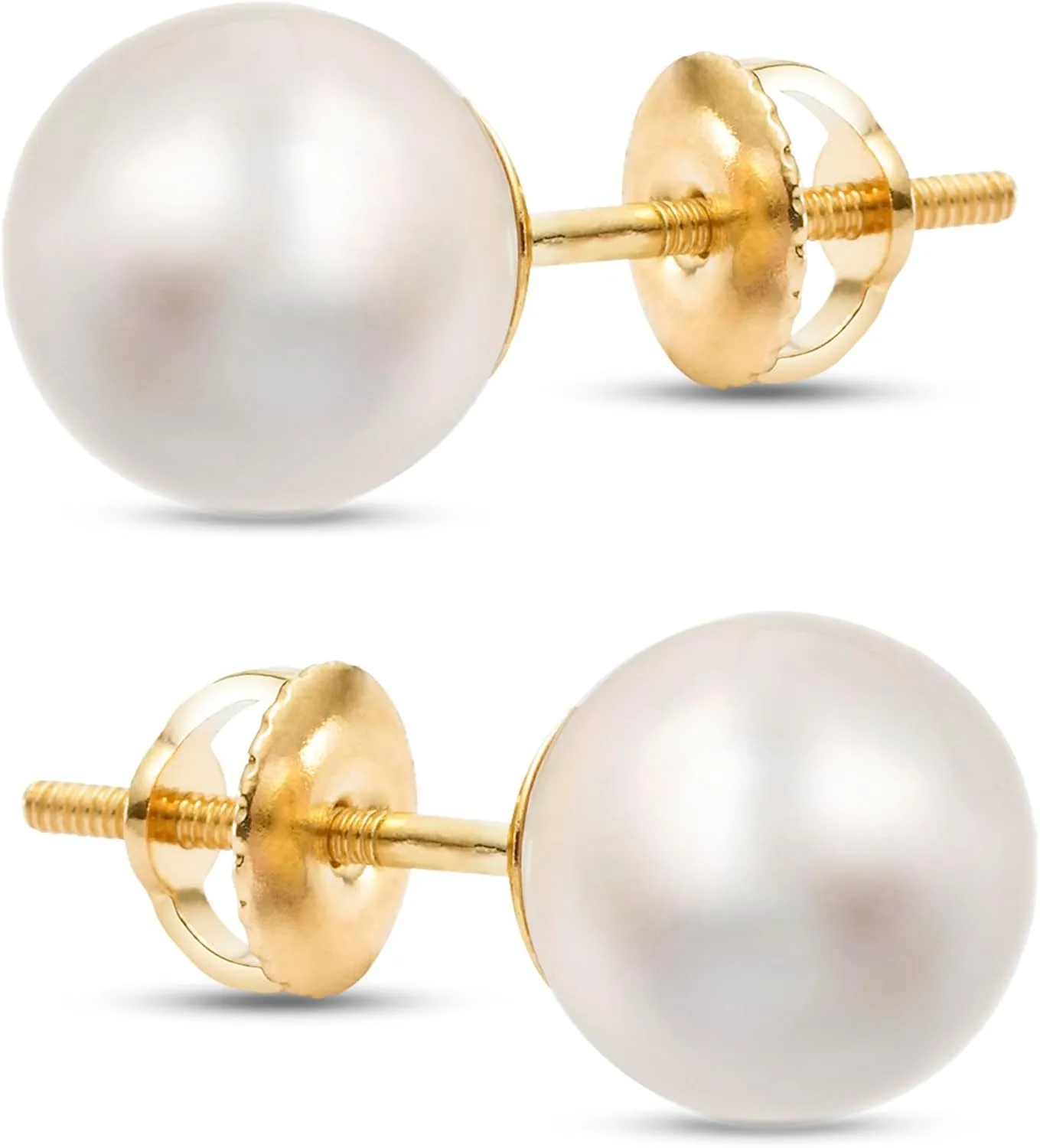 Freshwater Pearl Stud Earrings on Solid 14K Gold Screw Back Posts By ISAAC WESTMAN
