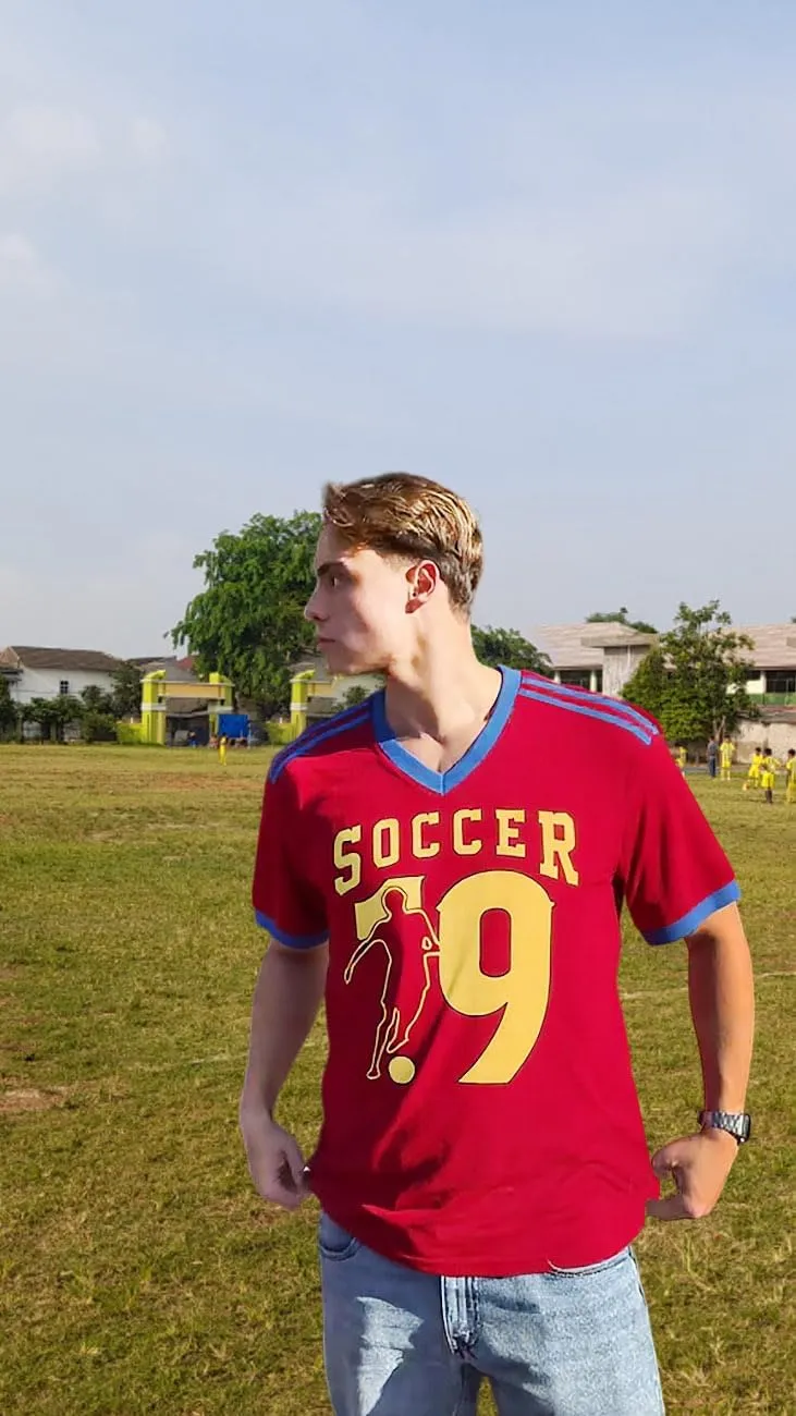 FRYAID Soccer Shirt Men Kids Family Matching Shirt Game Day Shirt Football Graphic Tee Soccer Lover V-Neck Short Sleeve Top