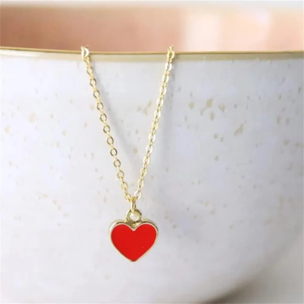 Fuqimanman2020 Sweet Enamel Forever Love Heart Shape Link Bracelet Paperclip Chain Stainless Steel Necklace for Mom Wife Lover Valentine's Day Preppy Jewelry