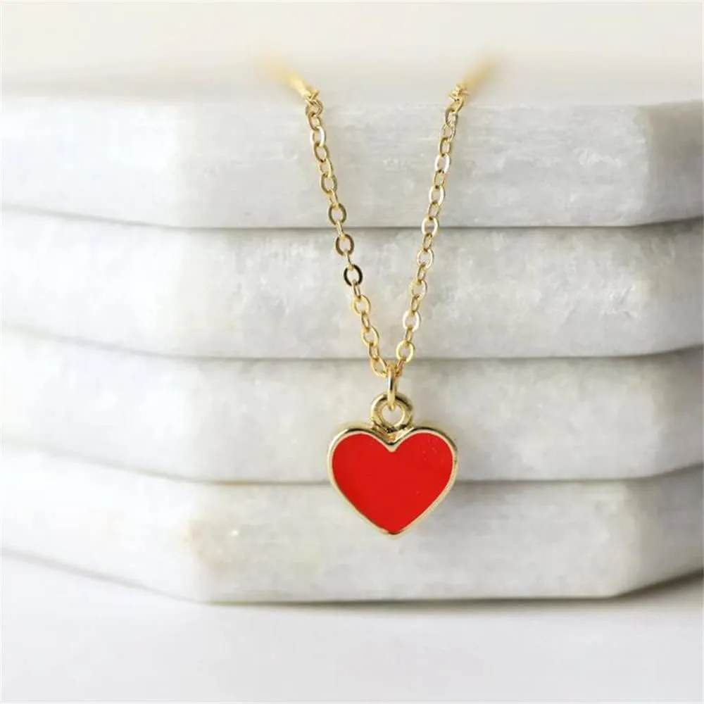 Fuqimanman2020 Sweet Enamel Forever Love Heart Shape Link Bracelet Paperclip Chain Stainless Steel Necklace for Mom Wife Lover Valentine's Day Preppy Jewelry