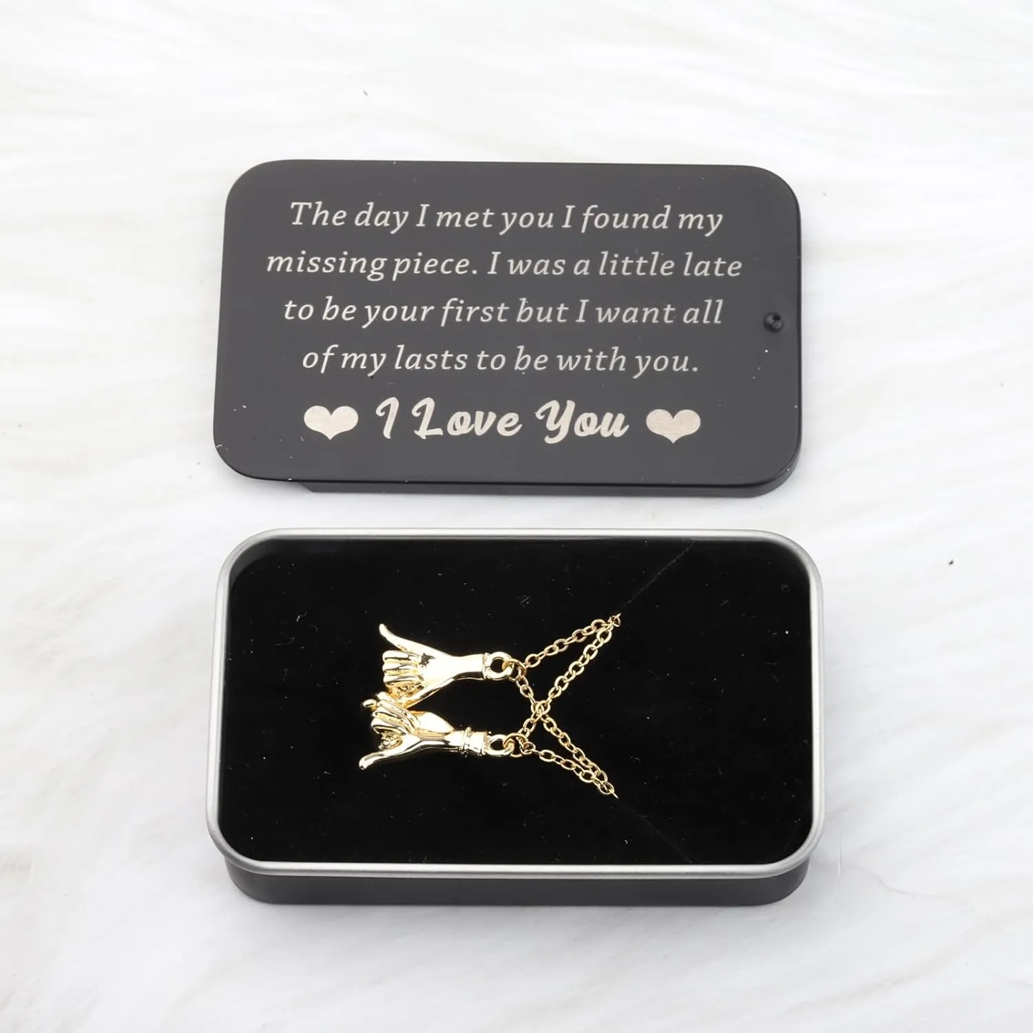 FUSTMW Pinky Promise Necklace Set Matching Necklaces for Couples Jewelry Long Distance Couples Gifts for Girlfriend Boyfriend