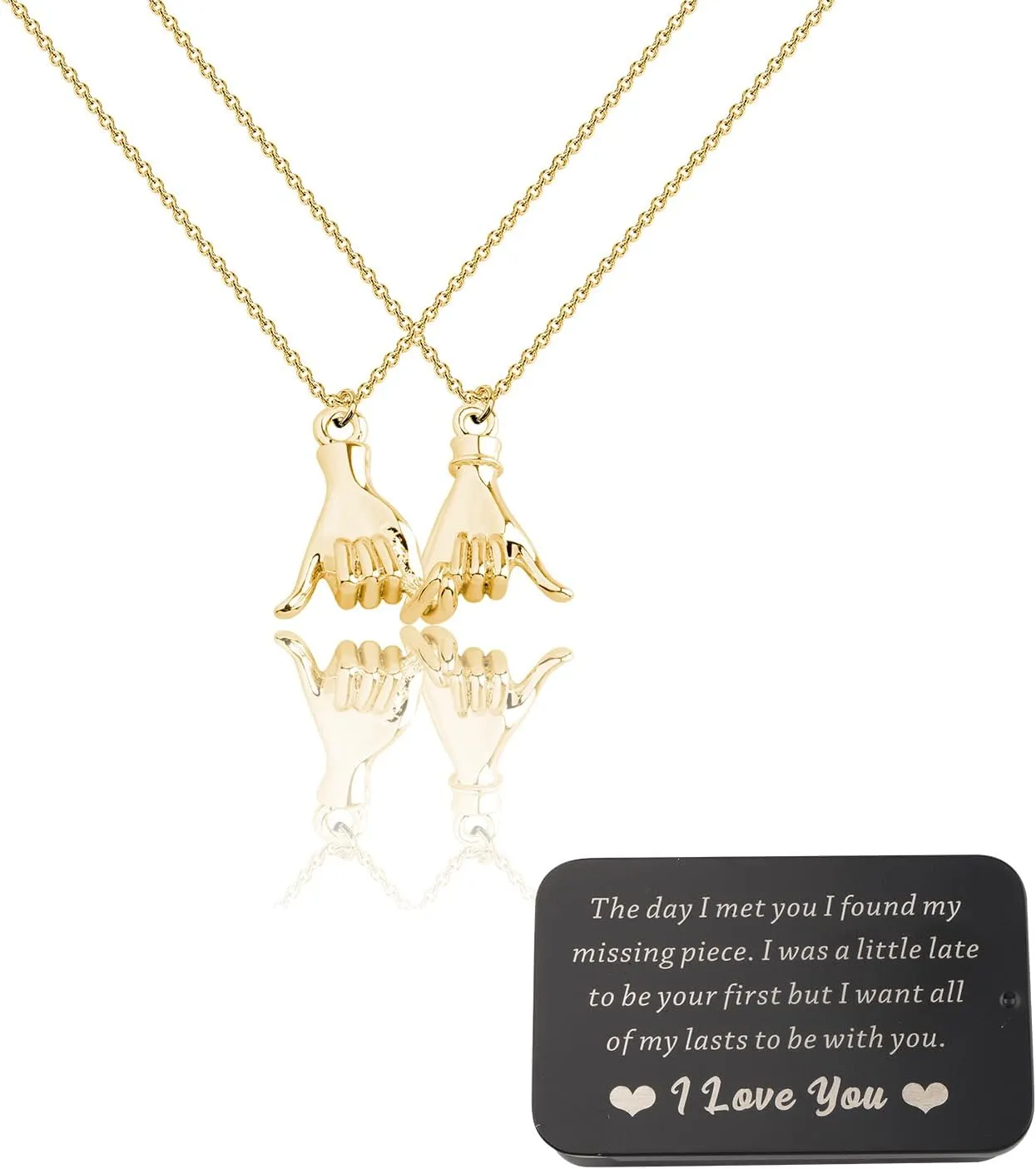 FUSTMW Pinky Promise Necklace Set Matching Necklaces for Couples Jewelry Long Distance Couples Gifts for Girlfriend Boyfriend