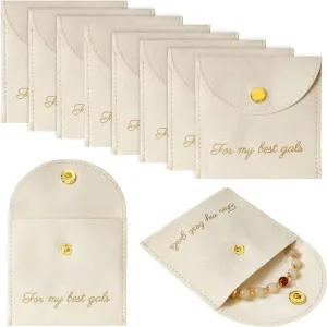 Fuxiqar 10-Pack Jewelry Bags Velvet Jewelry Pouches Set for Bridesmaids Gifts (Off white)