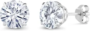 Gem Stone King 2.00 Cttw 14K Gold Moissanite Earrings | 6.5MM Round Stud Earrings | Gold Earrings For Women Men | Fine Jewelry Gifts for Her Mom Women Wife