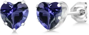 Gem Stone King 6MM Heart Shape Gemstone Birthstone Stud Earrings | 925 Sterling Silver | Heart Earrings For Women Men | Fine Jewelry Gifts for Her Mom Women Wife