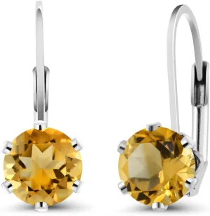 Gem Stone King 6MM Round Gemstone Birthstone Leverback Earrings For Women | 925 Sterling Silver | Fine Jewelry Gifts for Her Mom Women Wife