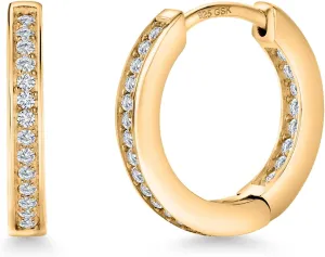 Gem Stone King 925 Sterling Silver White Lab Grown Diamond Hoop Earrings For Women (0.22 Cttw, 15MM = 0.60 Inch Diameter)