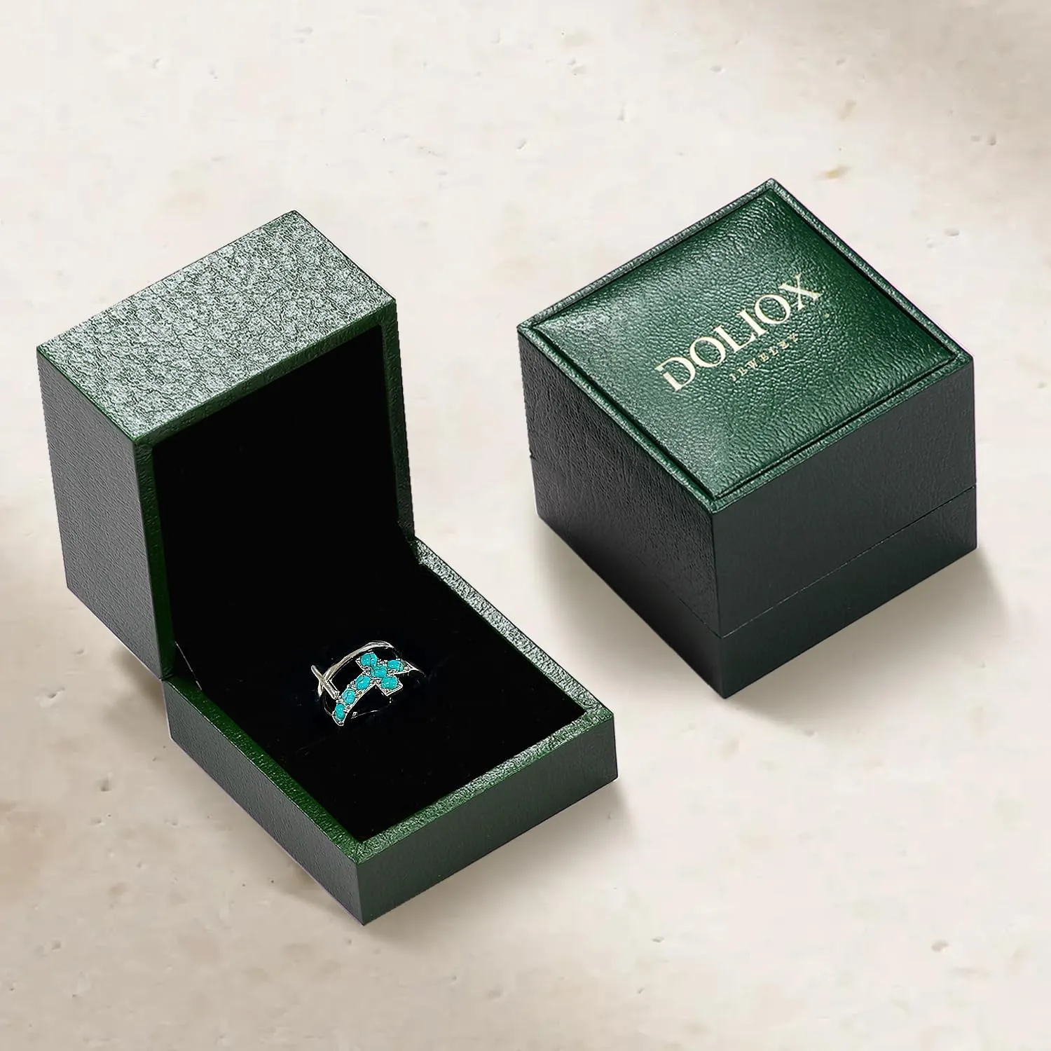 Genuine Turquoise Double Cross Rings for Women 925 Sterling Silver Layered Pray Through It Rings Jewelry for Her Mom Wife