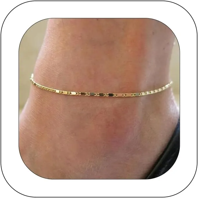 Gold Chain Ankle Bracelets for Women Minimalist Thin Anklets Jewelry Beach Summer Anklet Waterproof