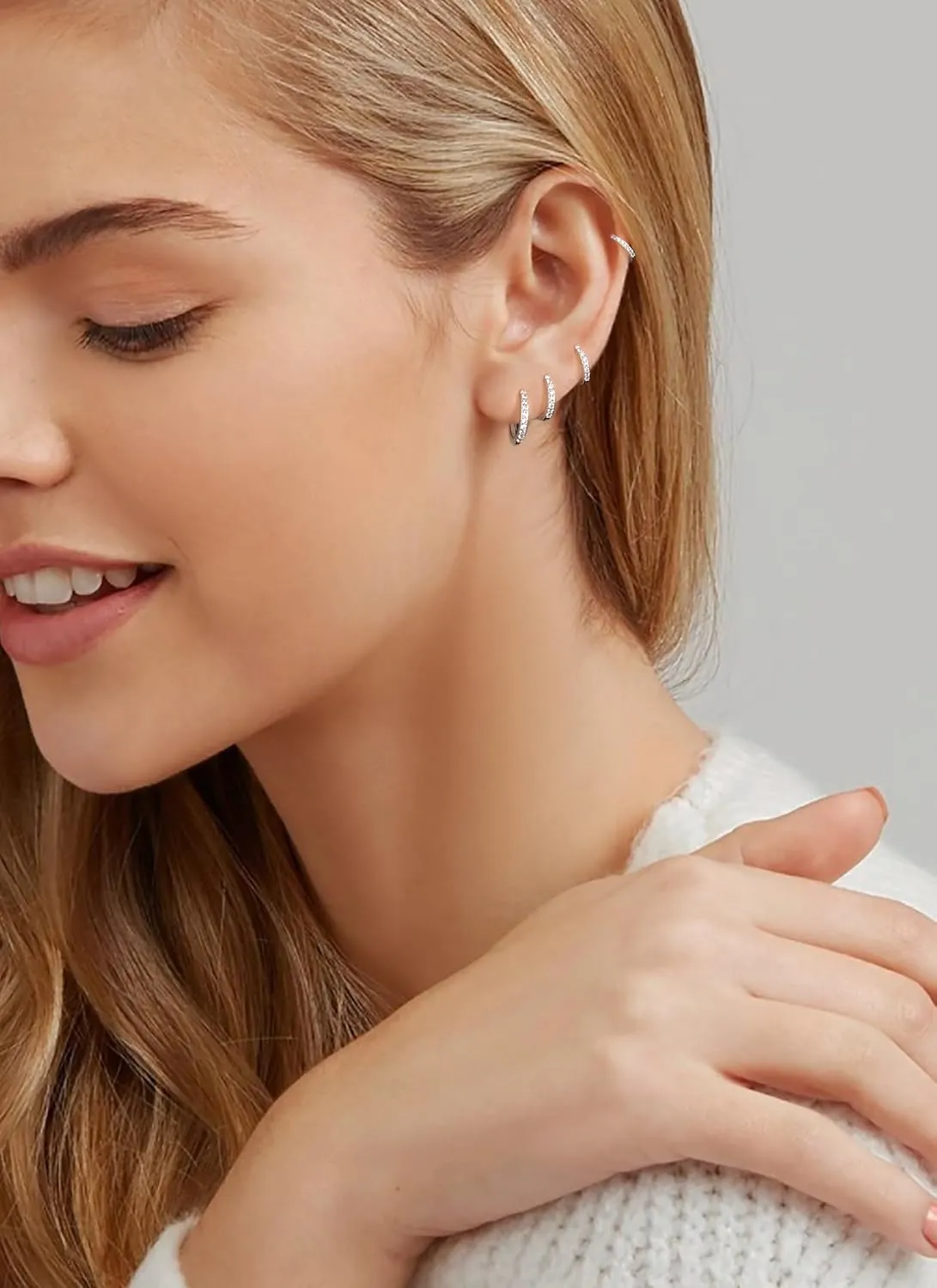 Gold Hoop Earrings for Women 925 Sterling Silver EarringsCartilage Endless Small Hoop Earrings Set 14K Gold Plated Huggie Earrings for Women Men Jewelry Gifts