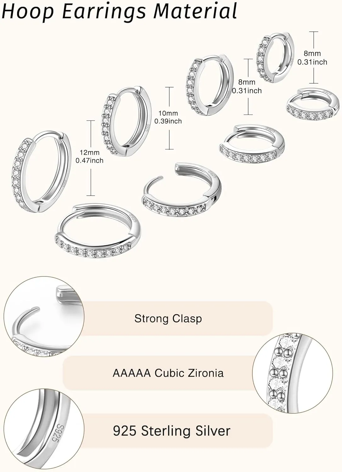 Gold Hoop Earrings for Women 925 Sterling Silver EarringsCartilage Endless Small Hoop Earrings Set 14K Gold Plated Huggie Earrings for Women Men Jewelry Gifts