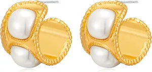 Gold Hoop Earrings for Women Pearl Hoop Earrings Small Hoops Trendy Jewelry