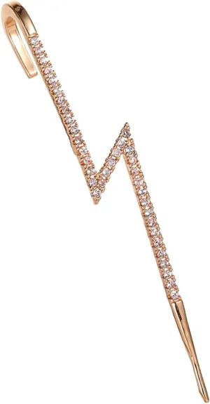 Gold Lightning Bolt Wrap Earrings Ear Climbers Earrings For Women Sparkling Rhinestones Climber Earrings for Women