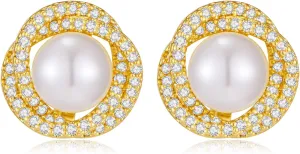 Gold Pearl Clip on Earrings for Women Pearl Clip Stud Earrings Non Pierced Earrings Elegant Jewelry