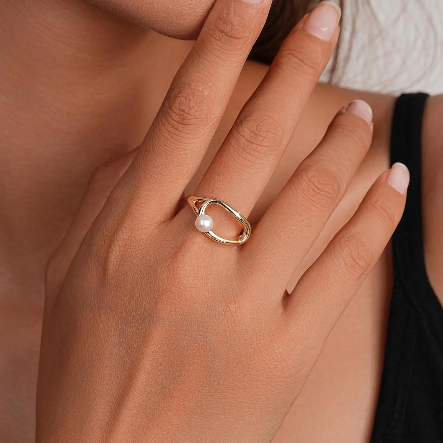 Gold Rings for Women, Irregular Pearl/Twisted/Tree of Life Eternity Band Stackable Rings Danity Promise Statement Jewelry Gifts Size 6-9