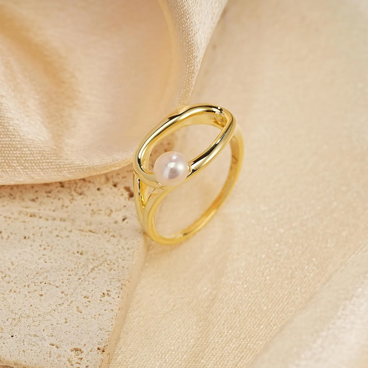 Gold Rings for Women, Irregular Pearl/Twisted/Tree of Life Eternity Band Stackable Rings Danity Promise Statement Jewelry Gifts Size 6-9