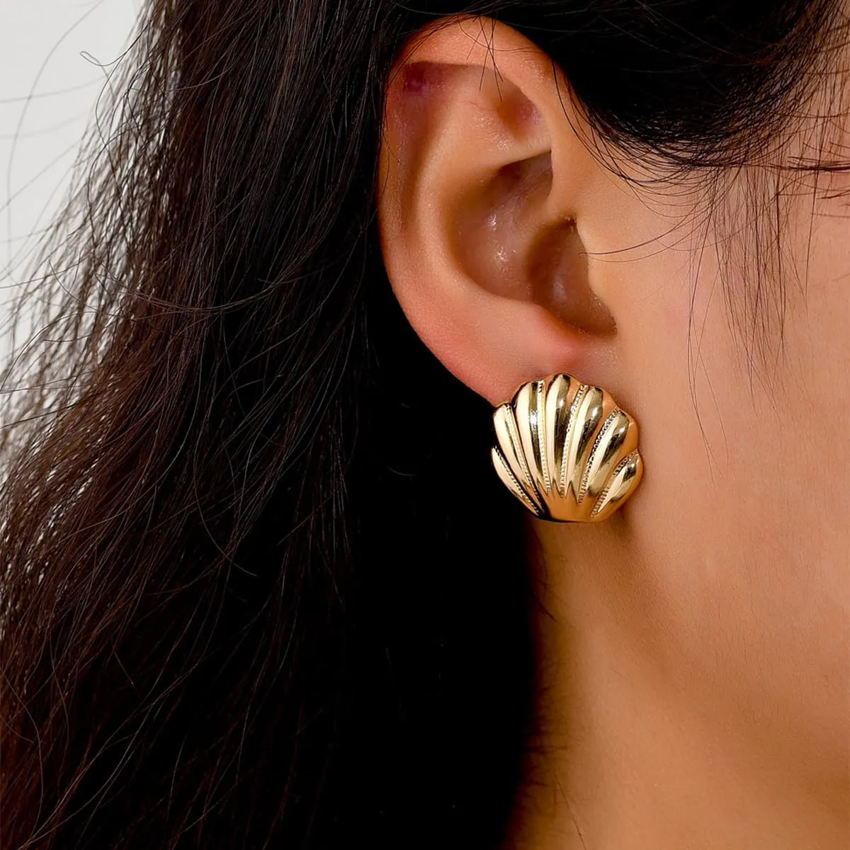 Gold Starfish Shell Conch Seashell Earrings - Trendy Summer Boho Ocean Chunky Statement Beach Jewelry - Gifts for Women