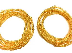 Gold Waist Beads, 2 pcs Belly bead, Beaded Body Jewelry, African Waist bead, Waist chain, Stretchy Elastic String, Wear as Necklace Bracelet or Anklet