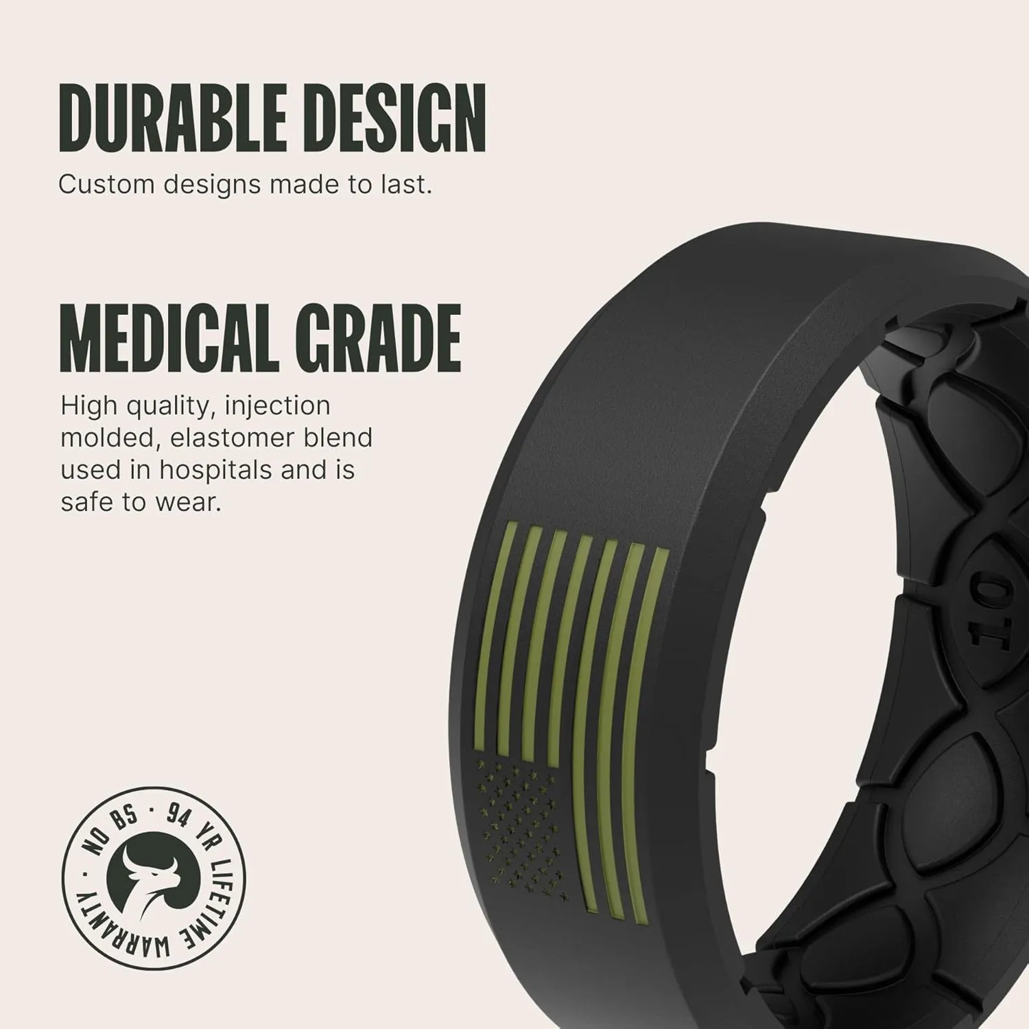 Groove Life Edge Hero Ring - Breathable Silicone Wedding Rings for Men, Lifetime Coverage, Unique Design, Comfort Fit Ring