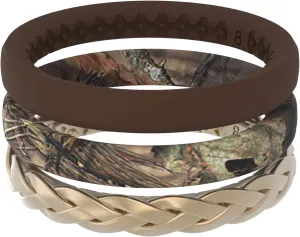 Groove Life Mossy Oak Women's Camo Silicone Ring - Breathable Rubber Wedding Rings for Women, Lifetime Coverage, Unique Design, Comfort Fit Ring