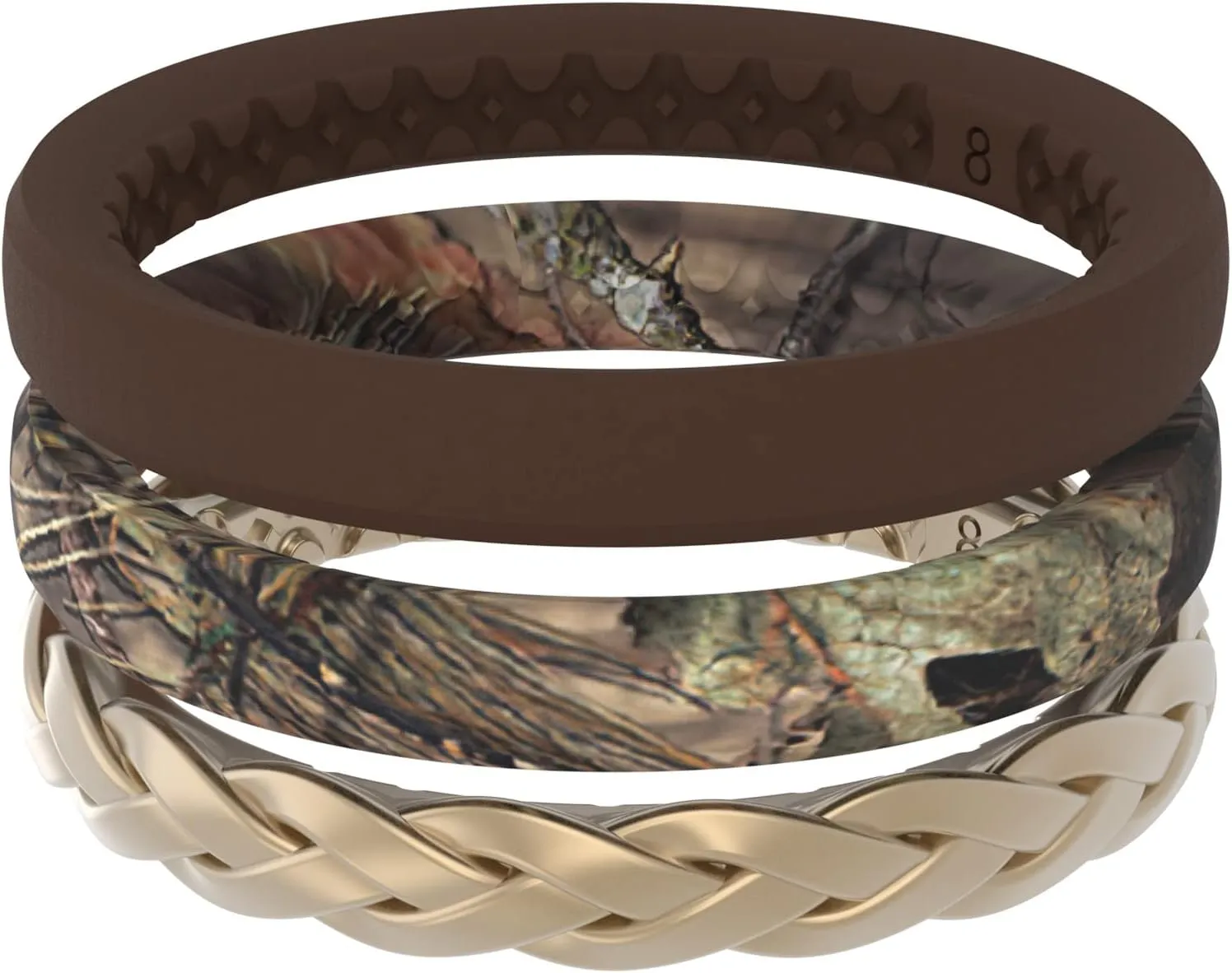 Groove Life Mossy Oak Women's Camo Silicone Ring - Breathable Rubber Wedding Rings for Women, Lifetime Coverage, Unique Design, Comfort Fit Ring