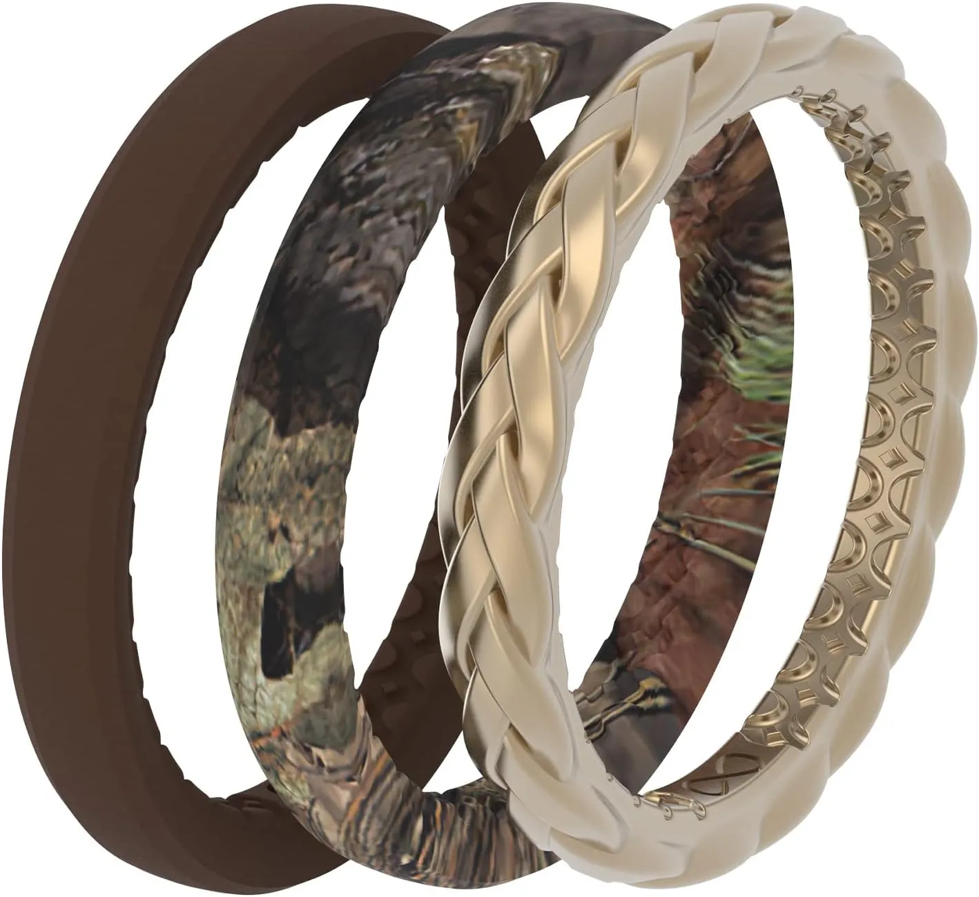 Groove Life Mossy Oak Women's Camo Silicone Ring - Breathable Rubber Wedding Rings for Women, Lifetime Coverage, Unique Design, Comfort Fit Ring