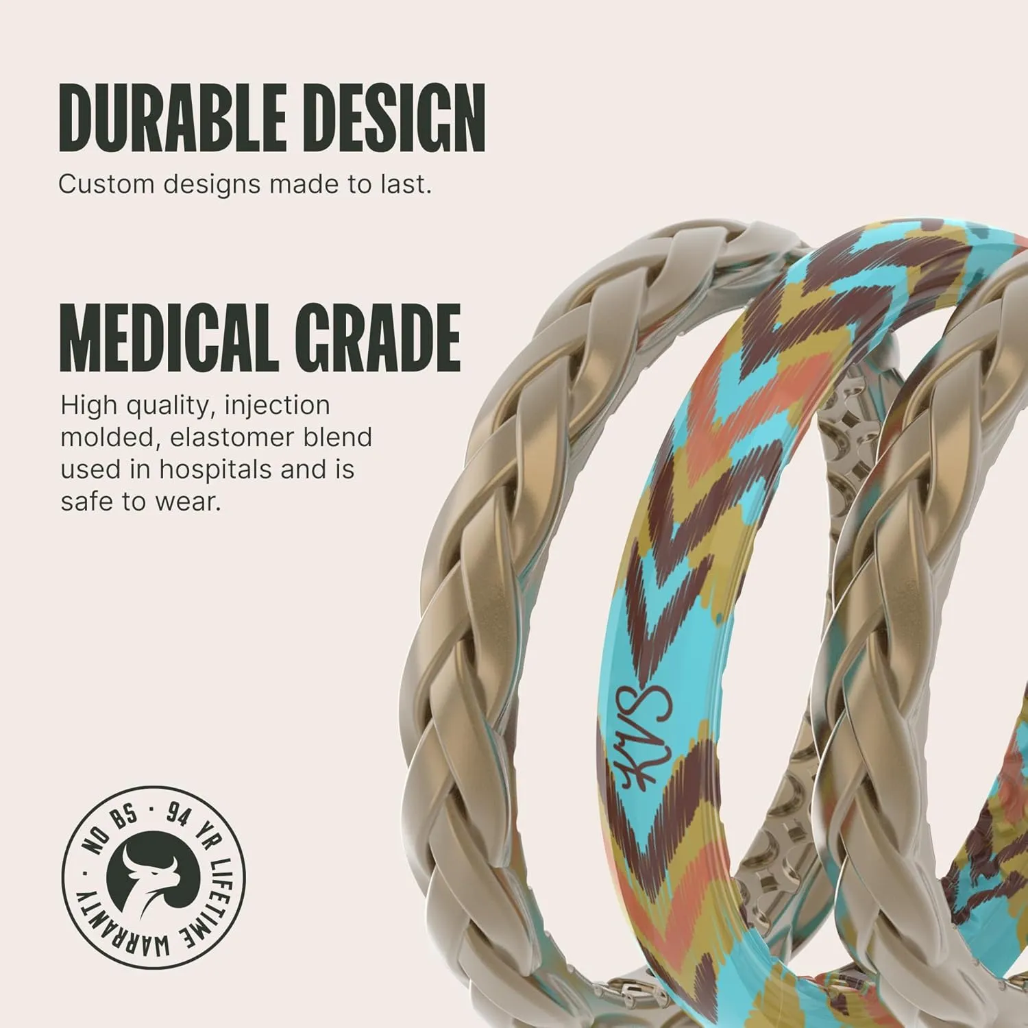 Groove Life with Katie Van Slyke Ring - Breathable Silicone Wedding Rings for women, Lifetime Coverage, Unique Design, Comfort Fit Ring