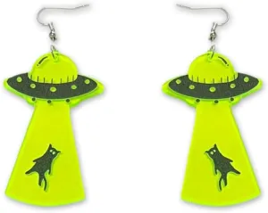 Halloween Skeleton kull Head UFO Earrings Acrylic Alien Dinosaur Cat Spaceship Dangle Earrings for Women Halloween Costume Party Jewelry