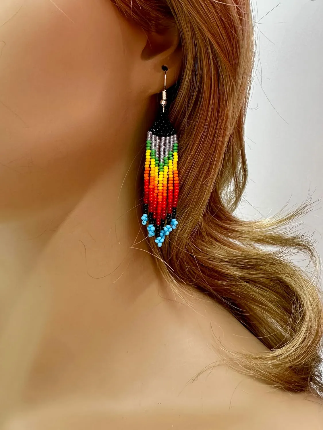Handmade Southwestern Native American Inspired Beaded Medallion Necklace Earrings Set