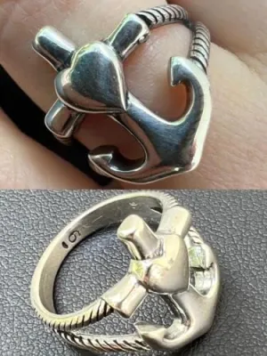 Heart On Anchor Cross Ladies Solid 925 Sterling Silver Ring Size 5-10 Faith Love Size : 9