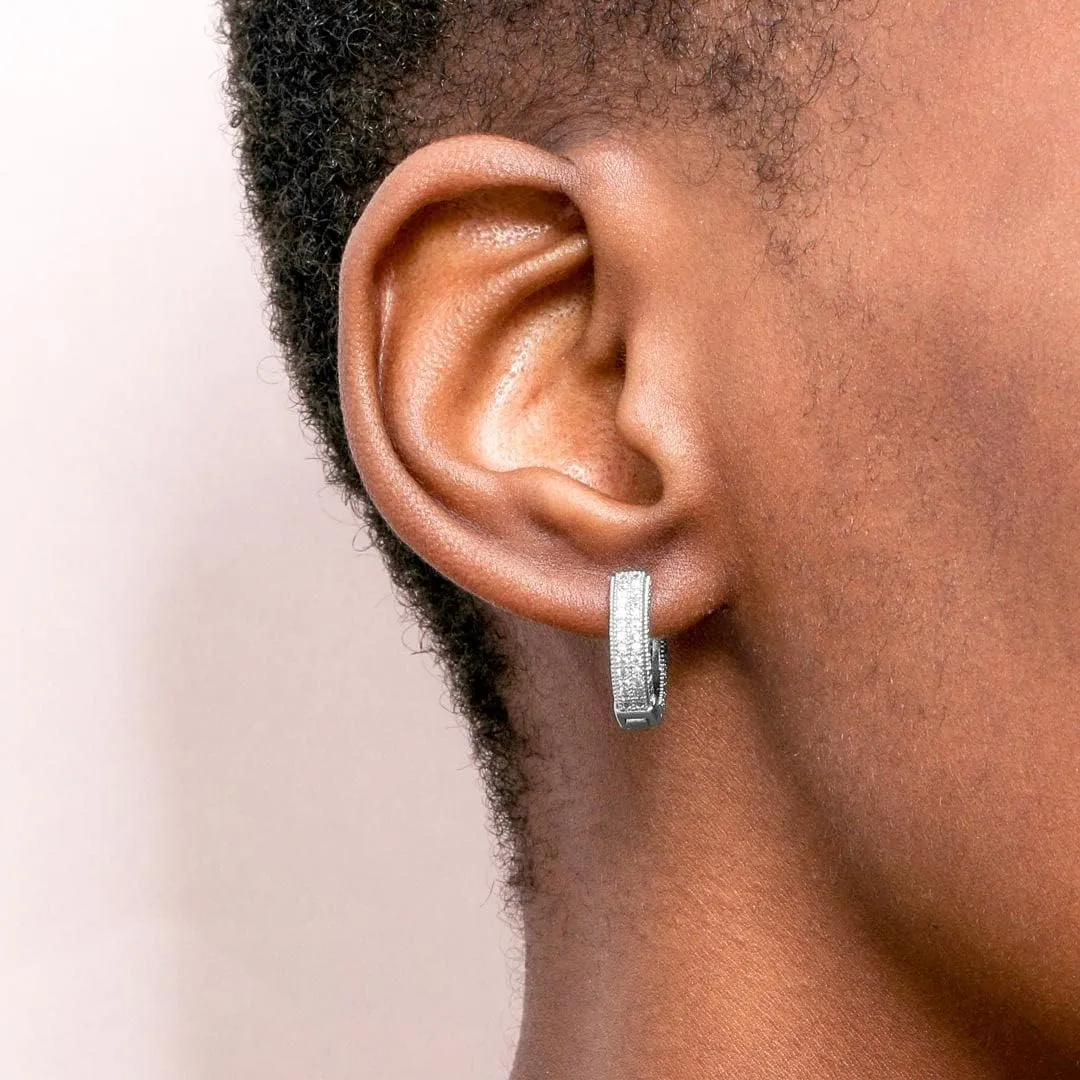HELLOICE Hoop Earrings Iced Out Cubic Zirconia Huggie Cartilage Cuff Diamond Hypoallergenic Round Circle Earrings Hoop Earrings 5A CZ Stones Lightweight for Men
