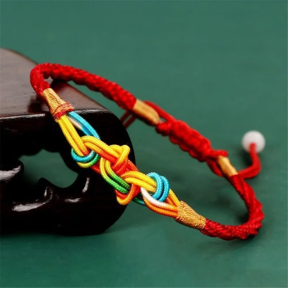Hewill 5Pcs Handmade Woven Rope Bracelet Wristband Knot Buddhist Kabbalah Protection Lucky Friendship Bracelets for Men Women Amulet Gifts