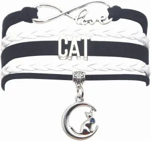 HHHbeauty Kitten Cat Bracelet Infinity Love Charm Cat BFF Jewelry Gifts For Women, Men, Adult Cat Lovers Owner, Cat Themed Gifts