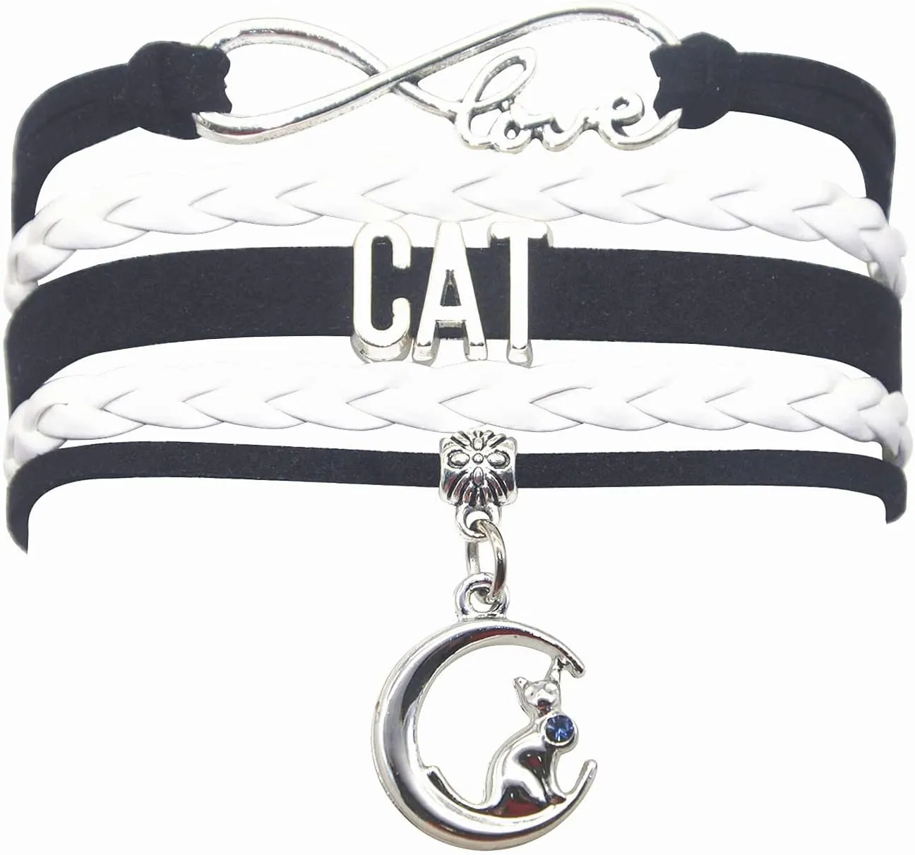 HHHbeauty Kitten Cat Bracelet Infinity Love Charm Cat BFF Jewelry Gifts For Women, Men, Adult Cat Lovers Owner, Cat Themed Gifts
