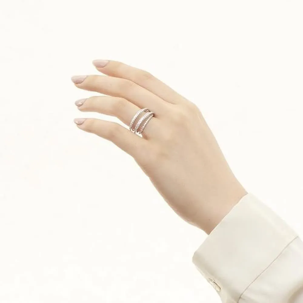 Hip hop Style Full Diamond Couple Ring 925 Sterling Silver Shiny Full Diamond Ring Cubic Zirconia Rings CZ Ring Retro Geometric Lines Winding Finger Ring Female Irregular Multi-Layer Hand Jewelry7