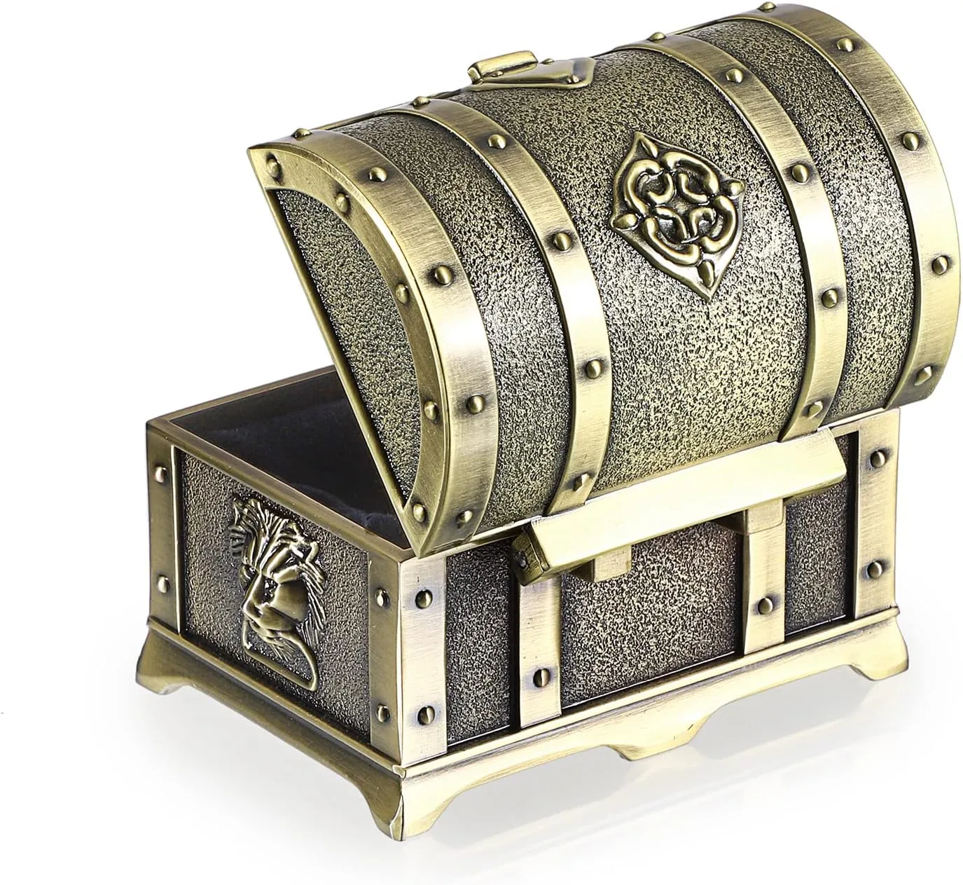 Hipiwe Vintage Metal Jewelry Box Treasure Trinket Chest,Smal Ring Earrings Necklace Keepsake Gift Holder Case for Girls Ladies Women (Bronze, Small)