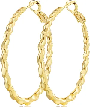 Hoop Earring 14K Gold Hoops Earrings for Women Radiant Gold Earrings Hoops Twisted Big Hoop Earring Jewelry 40mm
