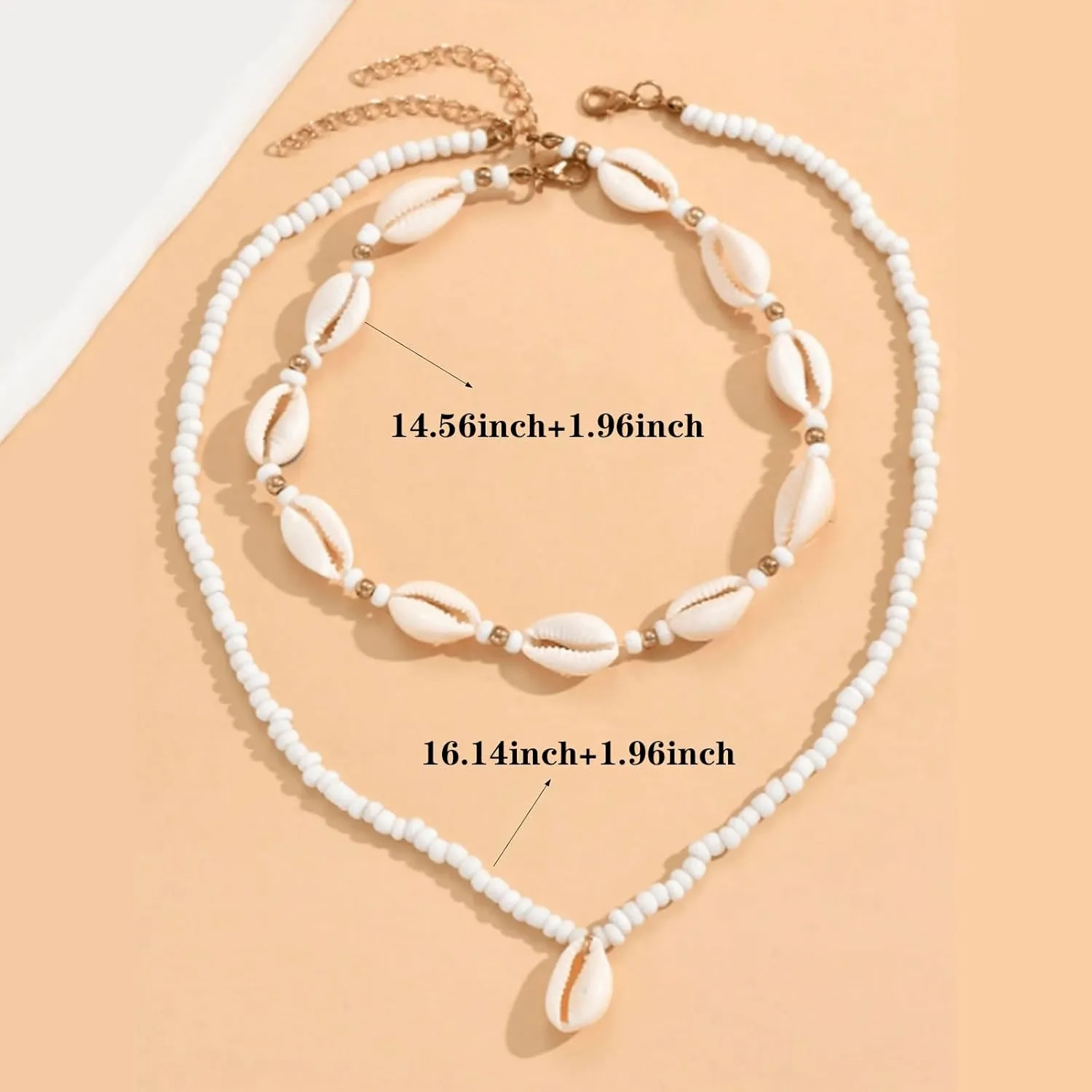 HUASAI Seashell Necklace Beach Jewelry for Women Starfish Shell Necklace Layered Boho Dainty Gold Necklaces Summer Jewelry Stuff Beach Accessories Country Concert Outfits for Women