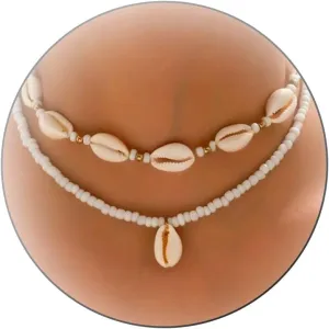 HUASAI Seashell Necklace Beach Jewelry for Women Starfish Shell Necklace Layered Boho Dainty Gold Necklaces Summer Jewelry Stuff Beach Accessories Country Concert Outfits for Women