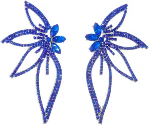 Huge Butterfly Studs Earrings Boho Vintage Rhinestone Statement Earrings Angel Wings Crystal Earrings Shiny Leaf-shaped Flower Stud Earrings Wedding Jewelry Gifts for Women