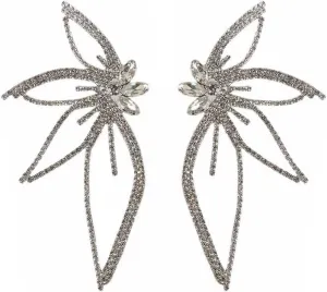 Huge Butterfly Studs Earrings Boho Vintage Rhinestone Statement Earrings Angel Wings Crystal Earrings Shiny Leaf-shaped Flower Stud Earrings Wedding Jewelry Gifts for Women