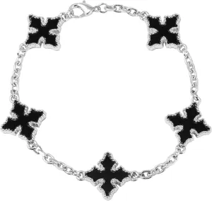 ICE STAR Mens 17mm Multi-Cross Link Bracelet  Double-Sided Charms, Minimalist Streetwear Jewelry, Gift for Him