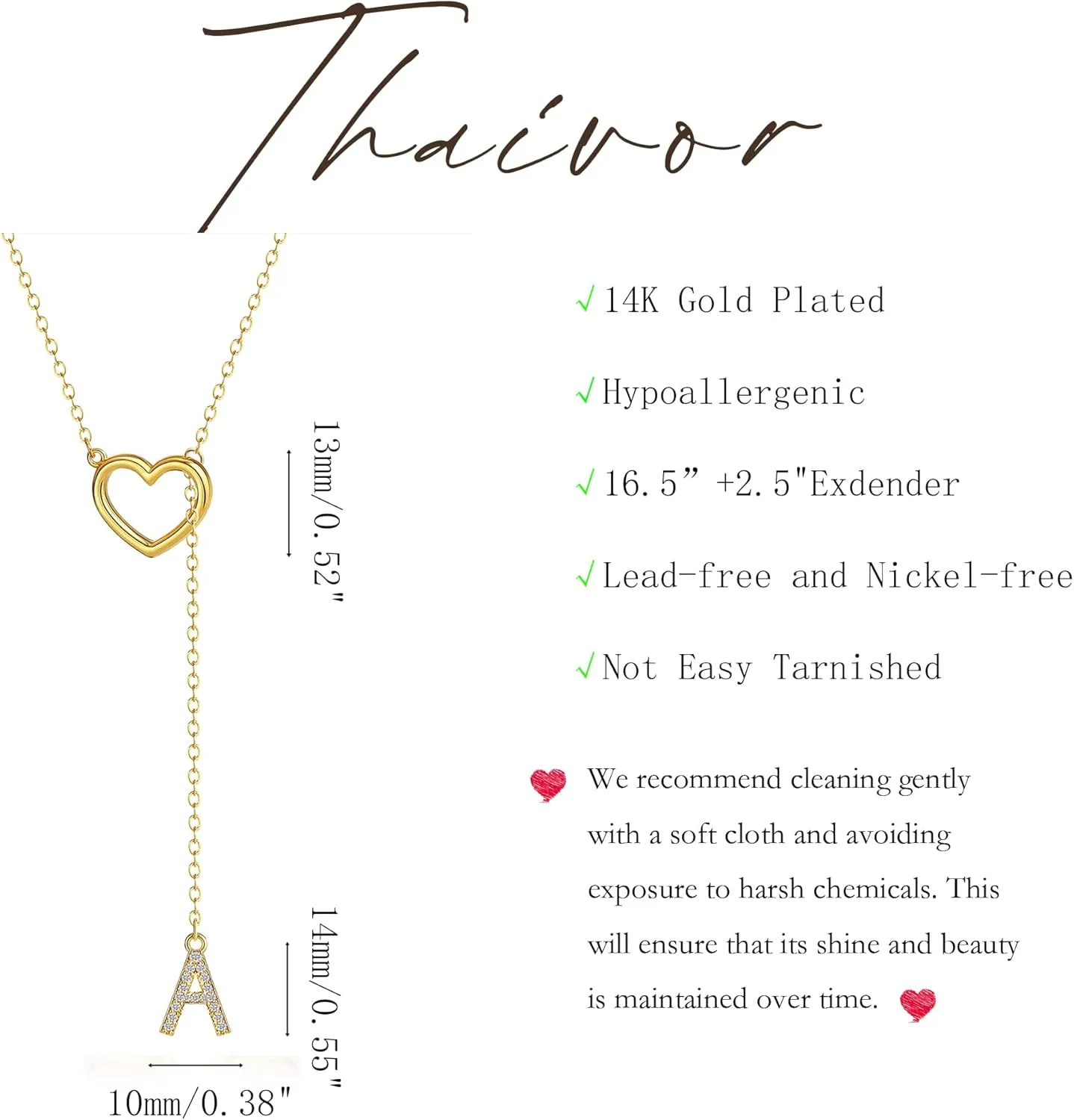 Initial Heart Necklace for Women 14k Gold Plated Cubic Zirconia Letter Pendant Necklace Dainty Necklaces for Women Trendy Y Necklace Fashion Gold Jewelry Gifts