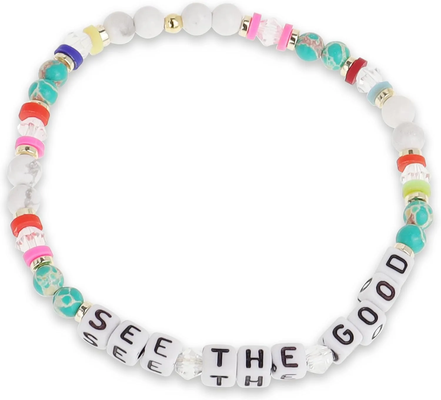 Inspirational Beaded Stretch Bracelets for Women,Stackable Colorful Stone Bead Bracelet