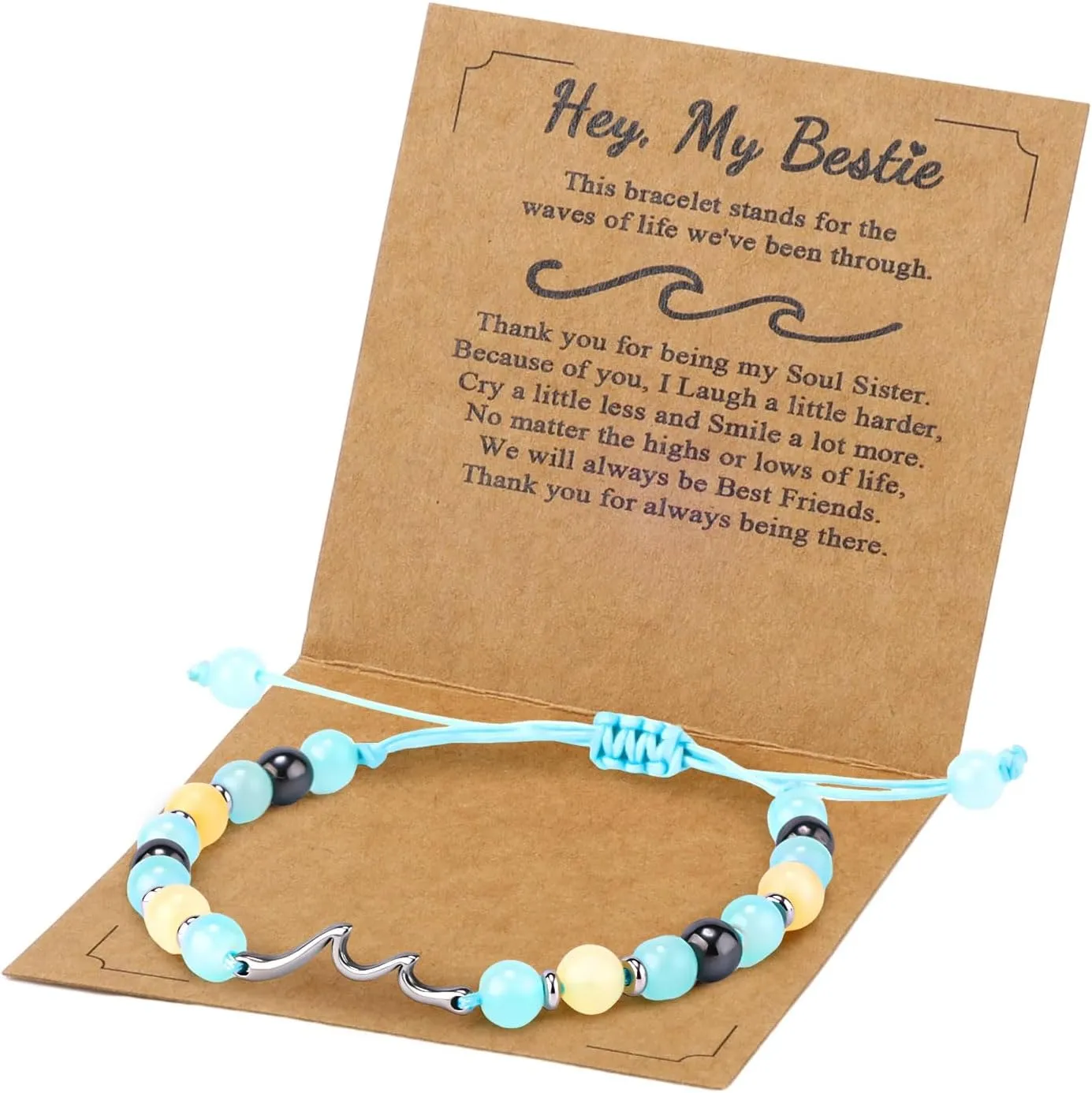 Inspirational Bracelets for Women, Wave Bracelet for Women Stone Stainless Steel Bracelets Fresh and Elegant Ocean Friendship Jewelry for Women Soul Friendship Beachy Gifts for Women