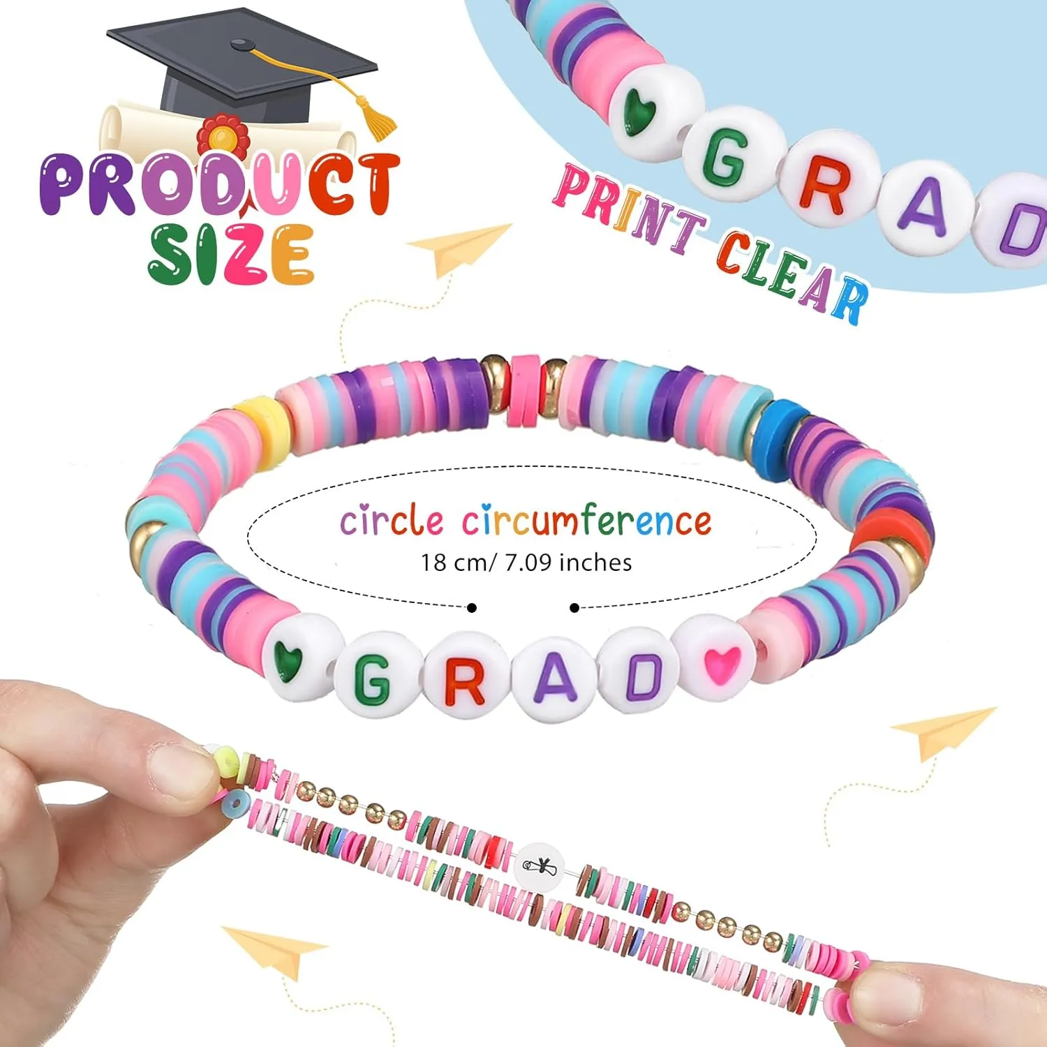 Jadive 48 Pcs Class of 2025 Bracelets Bulk Graduation Friendship Bracelets 2025 End of Year Graduation Gifts for Students Her and Him 5th College Senior High School Congrats Grad Party Favor