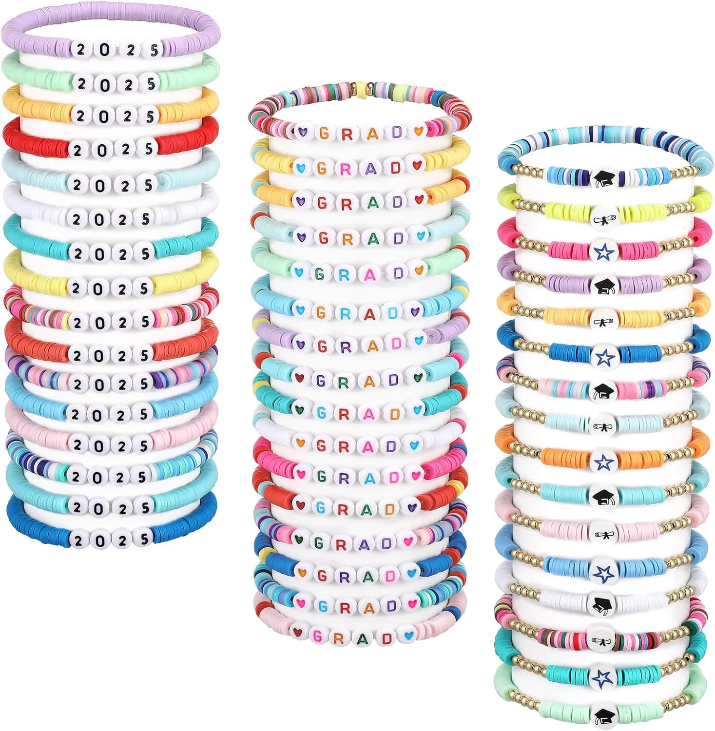 Jadive 48 Pcs Class of 2025 Bracelets Bulk Graduation Friendship Bracelets 2025 End of Year Graduation Gifts for Students Her and Him 5th College Senior High School Congrats Grad Party Favor