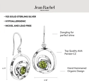 JEAN RACHEL JEWELRY 925 Sterling Silver Dangle Earrings for Women - Free Form with Cubic Zirconia Vintage Design - Hypoallergenic, Lead & Nickel Free - Artisan Handcrafted Statement Earrings