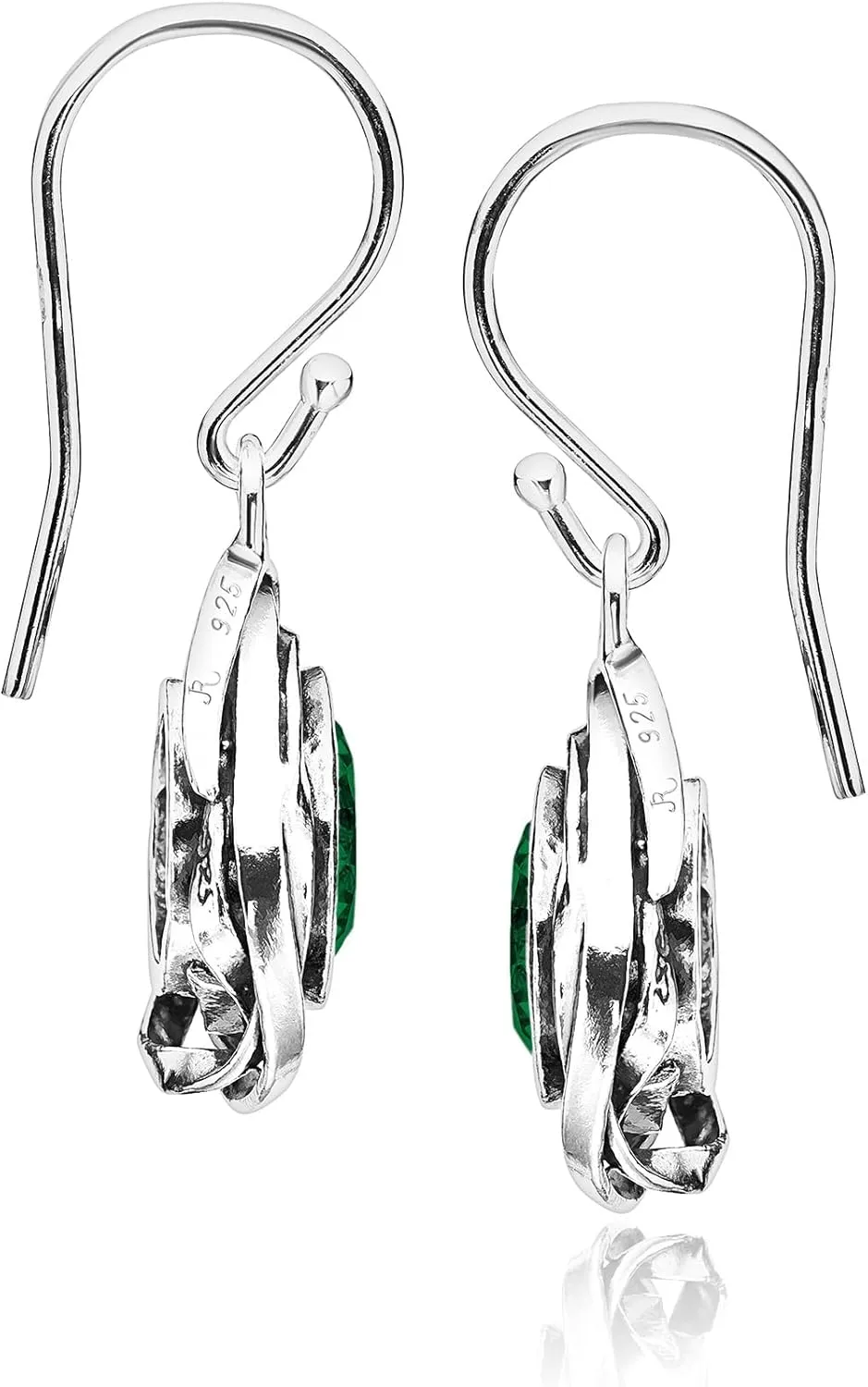 JEAN RACHEL JEWELRY 925 Sterling Silver Dangle Earrings for Women - Wire Wrap with Bezel Set Cubic Zirconia Vintage Design - Hypoallergenic, Lead & Nickel Free - Artisan Handcrafted Statement Earrings