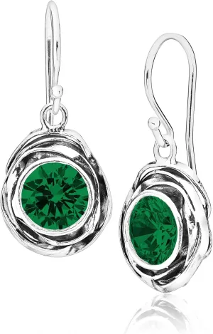 JEAN RACHEL JEWELRY 925 Sterling Silver Dangle Earrings for Women - Wire Wrap with Bezel Set Cubic Zirconia Vintage Design - Hypoallergenic, Lead & Nickel Free - Artisan Handcrafted Statement Earrings